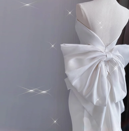 Robe de mariée classique sirène bustier satin blanc robes de mariée minimaliste robes de mariée DP1657