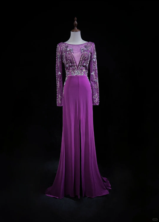 Robe de soirée élégante et glamour, coupe trapèze, décolleté en V, en mousseline de soie, robe de bal longue, DP1689
