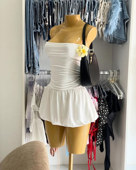Cute Sheath Strapless White Satin Short Summer Birthday Dress Hoco Dress Birthday Outfit 23rd Birthday Mini Party Dresses DP1699
