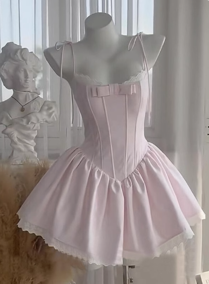 Cute A line Spaghetti Straps Short Pink Homecoming Dress Summer Hoco Dresses Cocktail Dress For Senior Teens DP1781