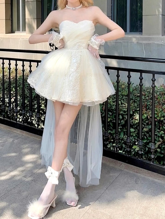 Cute Ball Gown Sweetheart Short Beige Homecoming Dress Summer Hoco Dresses Cocktail Dress For Senior Teens DP1786