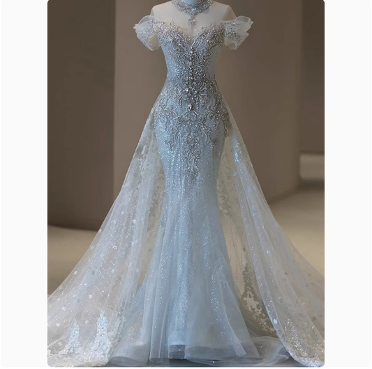 Dreamy Wedding Dress Mermaid Off The Shoulder Sequin Wedding Dresses Bridal Gowns DP1797