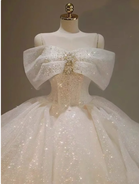 Dreamy Wedding Dress Ball Gown Off The Shoulder Sequin Wedding Dresses Bridal Gowns DP1802
