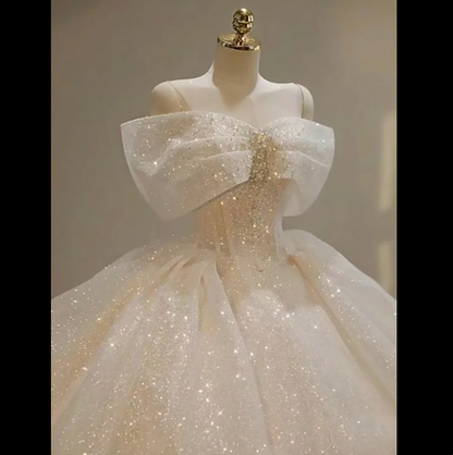 Dreamy Wedding Dress Ball Gown Off The Shoulder Sequin Wedding Dresses Bridal Gowns DP1802