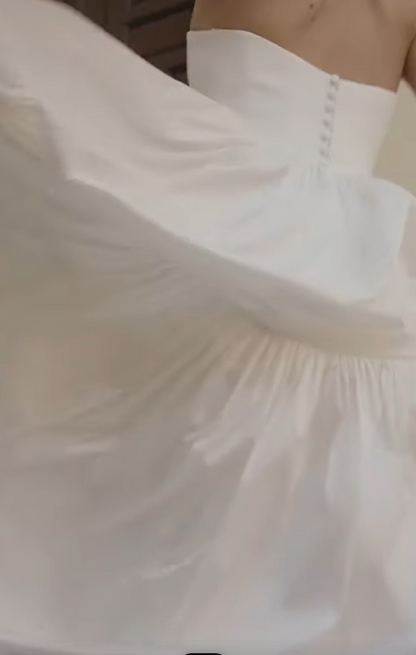 Simple Wedding Dress Ball Gown Strapless Satin White Long Wedding Dresses Bridal Gowns DP1829