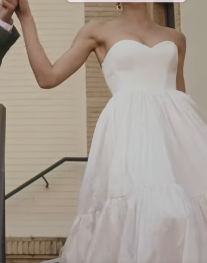Robe de mariée simple, robe de bal, bustier, satin blanc, longue, robes de mariée DP1829