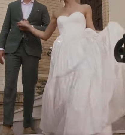 Simple Wedding Dress Ball Gown Strapless Satin White Long Wedding Dresses Bridal Gowns DP1829