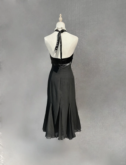 Classy A line Halter Chiffon Black Homecoming Dress Summer Hoco Dresses Cocktail Dress DP1837