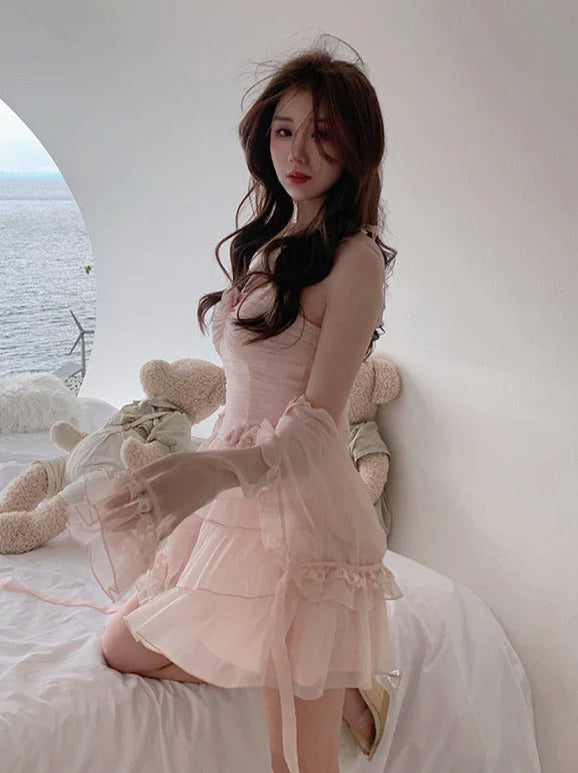 Cute A line Pink Chiffon Summer Short Homecoming Dress Hoco Dress Mini 18th Birthday Outfit Cocktail Dresses DP1862