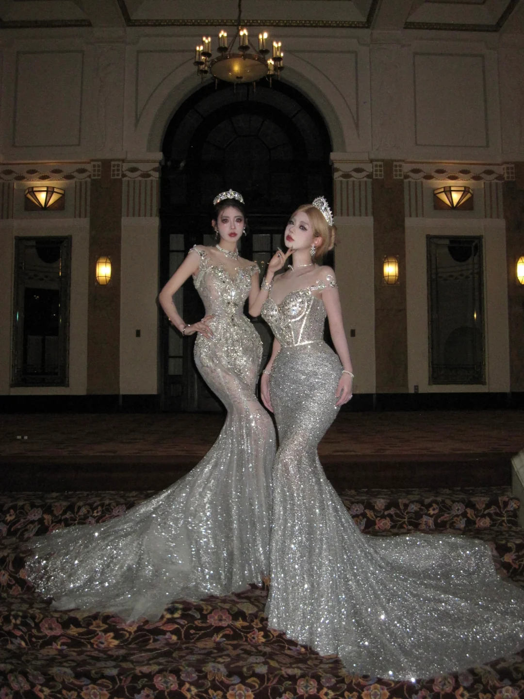Sexy Wedding Dress Mermaid Sequin Beads Long Silver Wedding Dresses Bride Dress Bridal Gowns DP1865