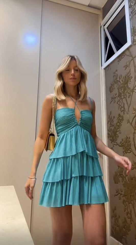Simple A line Spaghetti Straps Blue Short Homecoming Dress Summer Hoco Dresses Cocktail Dress DP1917