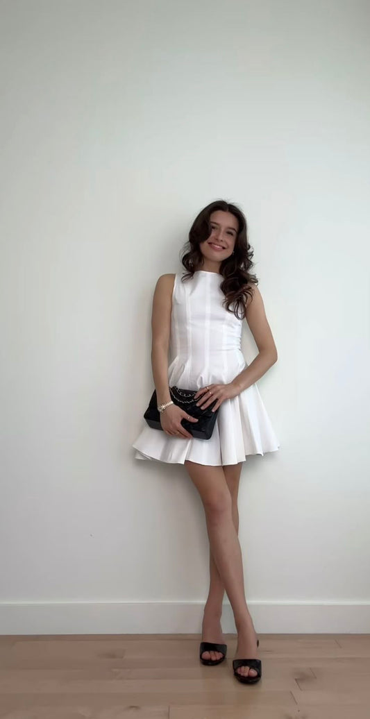 Simple A line White Short Homecoming Dress Summer Hoco Dresses Cocktail Dress DP1956