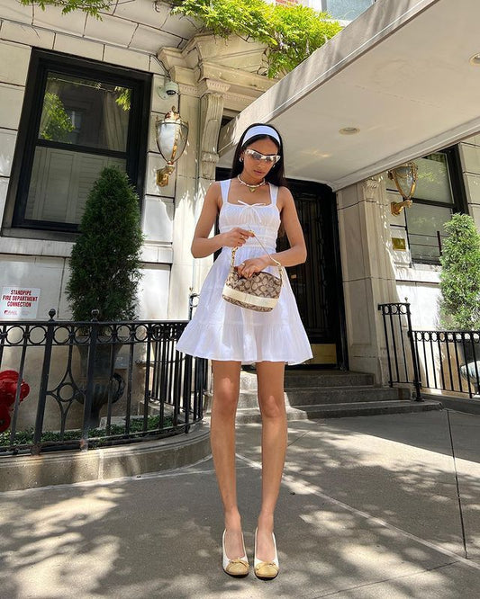Simple A line Square Neck White Short Homecoming Dress Summer Hoco Dresses Cocktail Dress With Scarf DP1961