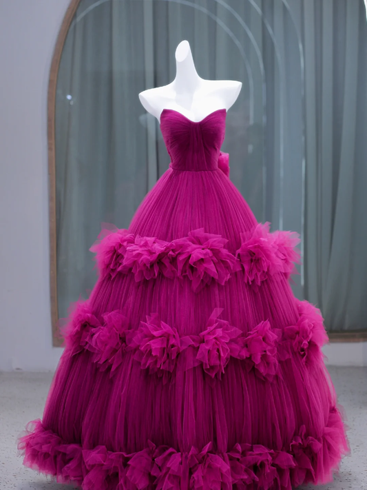 Elegant Ball Gown Sweetheart Tulle Long Prom Dress Party Dress Graduation Dresses DP1970