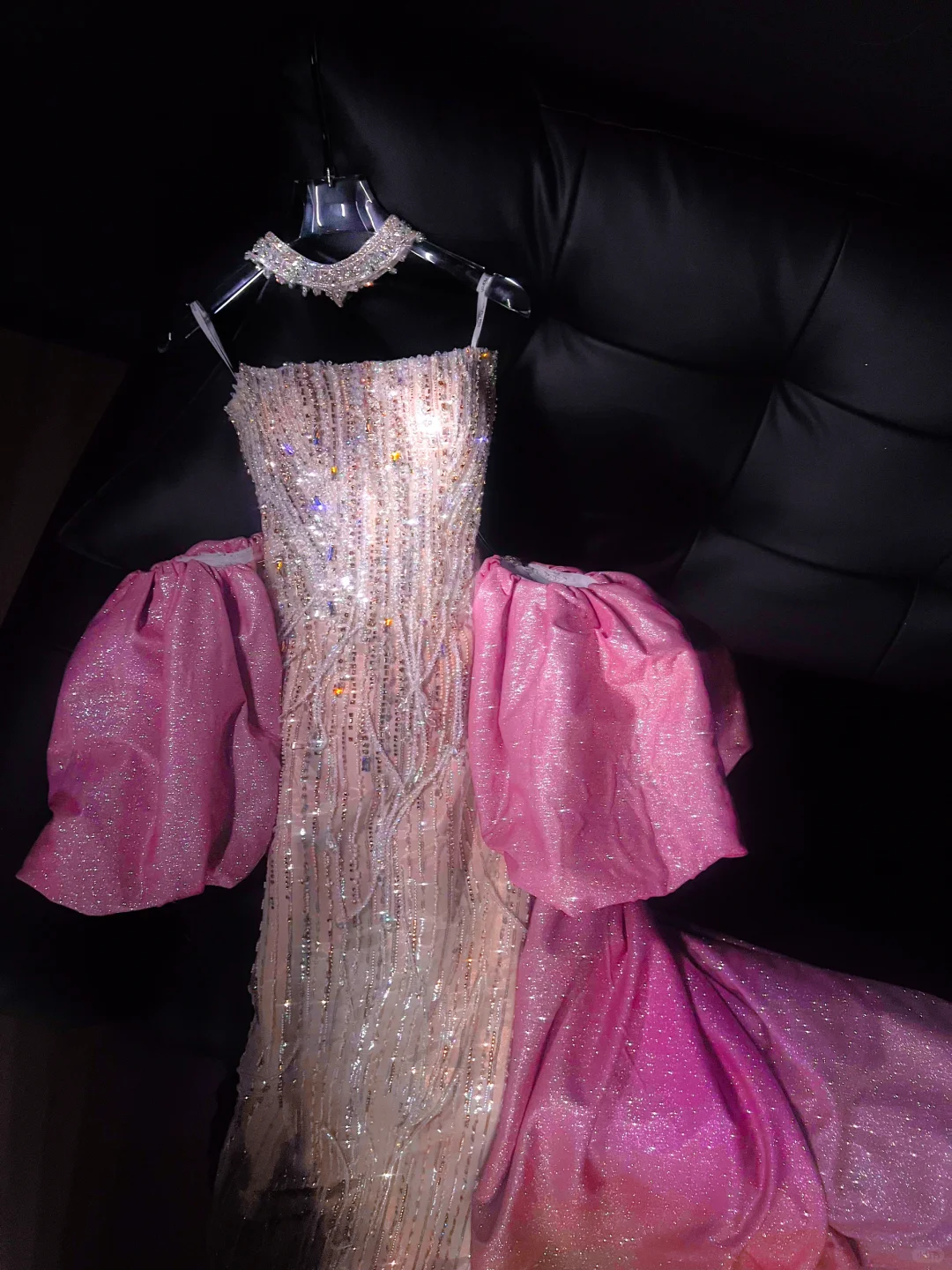Pretty Mermaid Strapless Sequin Beads Champagne Long Prom Dress Party Dress Graduation Dresses DP1986