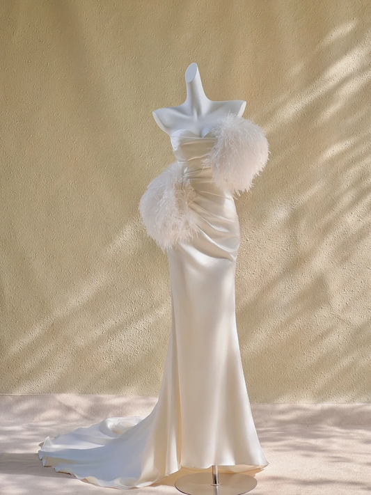Modest Wedding Dress Mermaid Sweetheart Satin Long Wedding Dresses Brides Dress Bridal Gowns DP2010