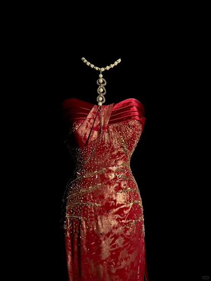 Vintage Mermaid Sweetheart Burgundy Long Evening Party Gowns Evening Formal Dresses Evening Dress DP2025