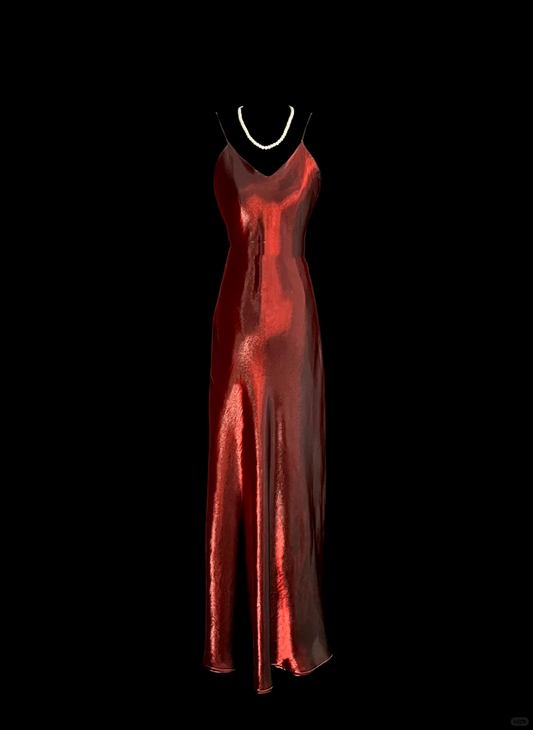 Vintage Mermaid Spaghetti Straps Red Long Evening Party Gowns Evening Formal Dresses Prom Dress DP2029