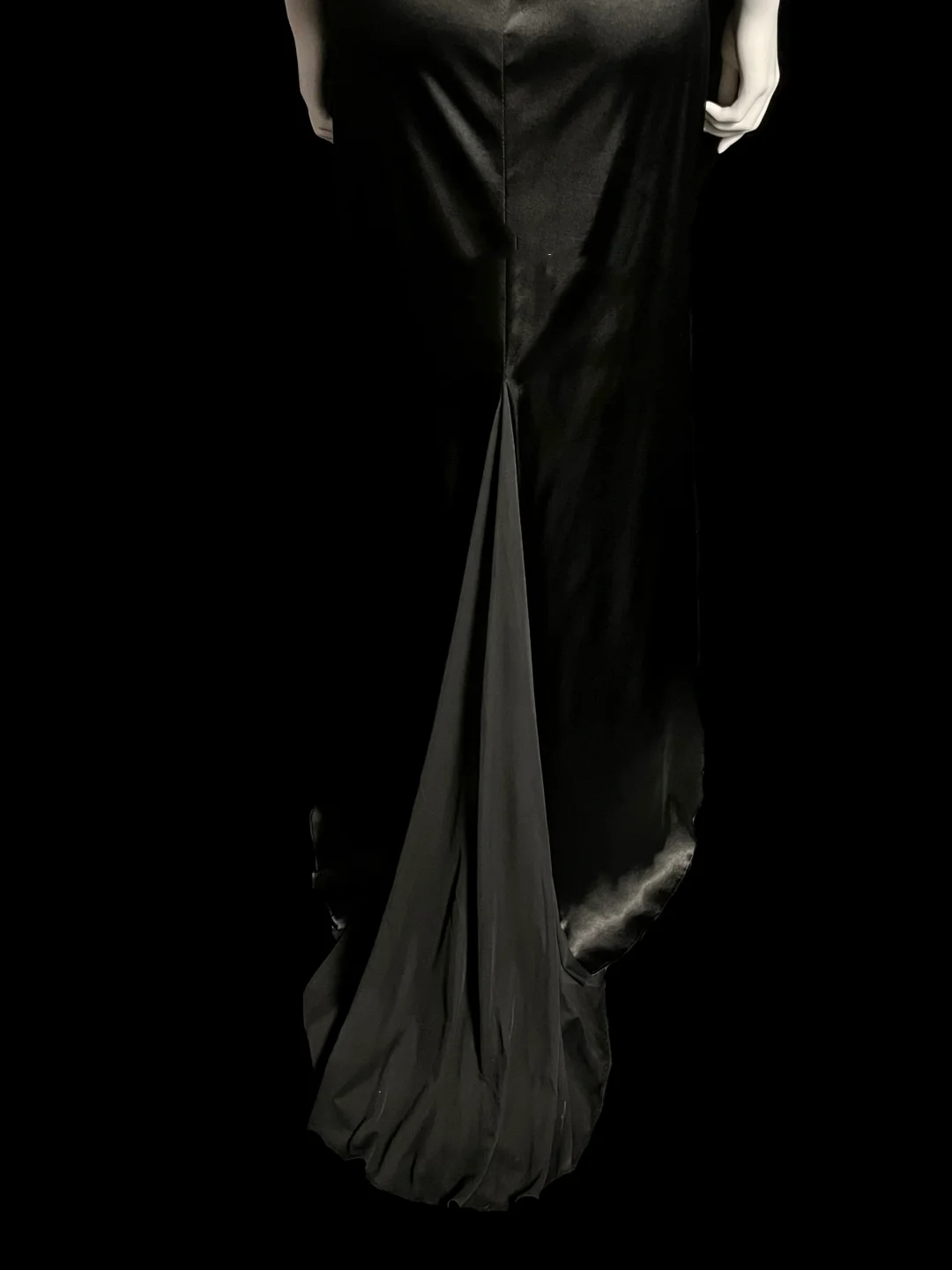Robe de soirée longue en satin noir, style sirène, col licou, style vintage, robe de bal DP2032