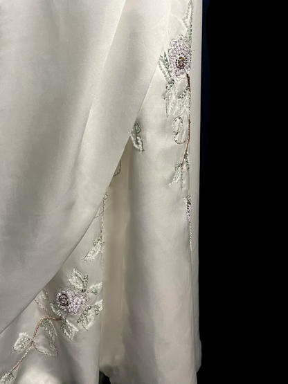 Vintage Wedding Dress A line Strapless White Satin Long Wedding Dresses Retro 1970s Bridal Gowns DP2039