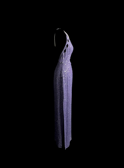 Vintage Mermaid Halter Sequin Lilac Backless Long Prom Dress Party Dress Graduation Dresses DP2043