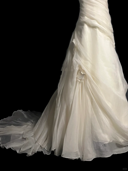 Retro Wedding Dress Mermaid Strapless Ivory Chiffon Long Wedding Dresses Retro 1970s Bridal Gowns DP2053