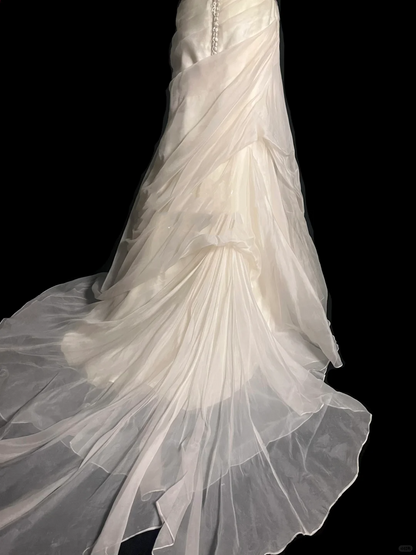 Retro Wedding Dress Mermaid Strapless Ivory Chiffon Long Wedding Dresses Retro 1970s Bridal Gowns DP2053