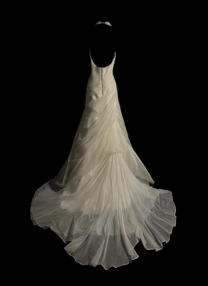 Retro Wedding Dress Mermaid Strapless Ivory Chiffon Long Wedding Dresses Retro 1970s Bridal Gowns DP2053