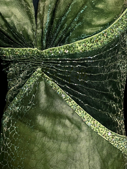 Robe de bal longue à paillettes et dos nu, style sirène vintage, bretelles spaghetti, verte, robe de soirée, robe de remise de diplôme, DP2054