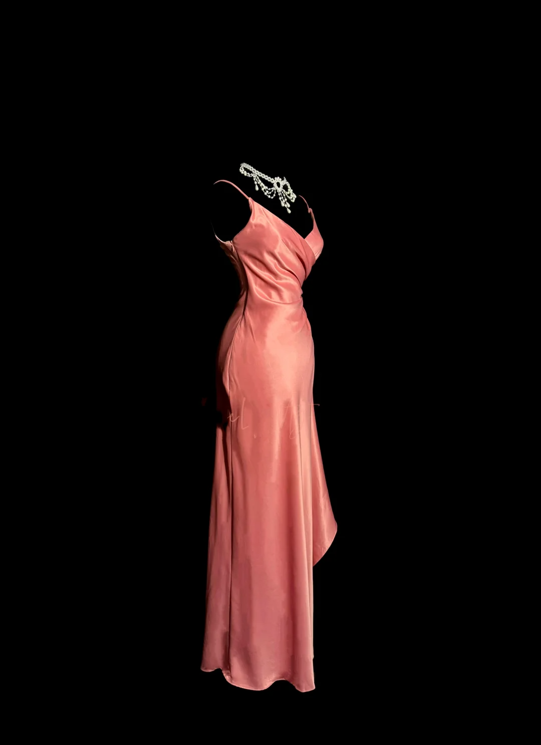 Vintage Mermaid Spaghetti Straps Pink Satin Long Prom Dress Party Dress Graduation Dresses DP2077