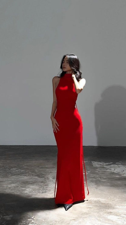 Hübsches Etuikleid mit hohem Halsausschnitt in Rot, formelle Sommerkleider für Hochzeitsgäste, Outfits für Hochzeitsgäste, DP2122