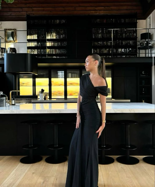 Wunderschönes schulterfreies schwarzes Abendkleid im Meerjungfrauen-Stil, Ballkleider, formelle Sommerkleider für Hochzeitsgäste, Outfits für Hochzeitsgäste, DP2135