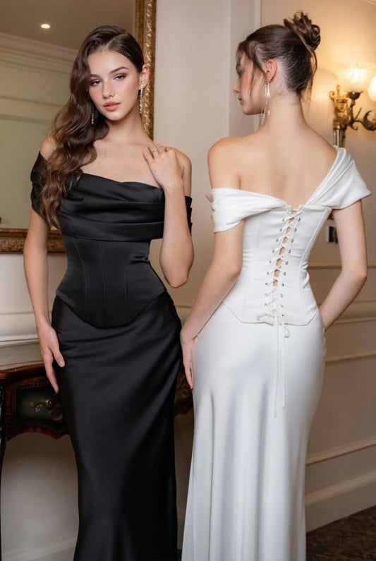 Elegantes Etuikleid mit schulterfreiem, langem Ballkleid, formelles Kleid, Kleider für Hochzeitsgäste, Outfits für Hochzeitsgäste, DP2158