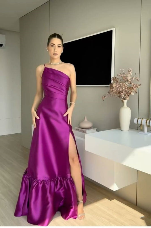 Robe de bal élégante en satin, coupe trapèze, asymétrique, tenue d'été formelle pour invités de mariage, DP2224
