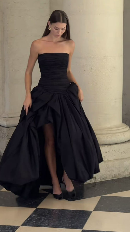 Edles Ballkleid trägerlos schwarz Ballkleider formelle Sommer Hochzeitsgastkleider Hochzeitsgast-Outfit DP2233