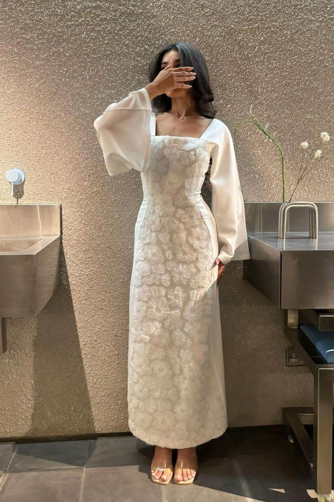 Elegantes Etuikleid mit quadratischem Ausschnitt und langem Ballkleid, formelles Sommerkleid für Hochzeitsgäste, Outfit für Hochzeitsgäste, DP2236