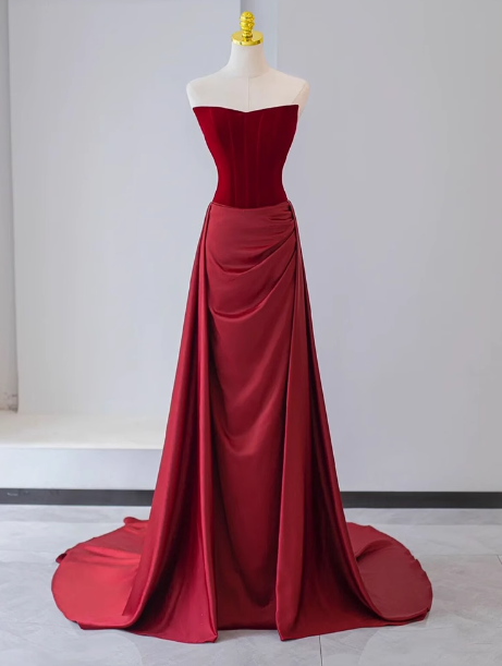 Gorgeous Sheath Strapless Satin Prom Dresses Formal Summer Wedding Guest Dresses Wedding Guest Outfits With Scarf DP2251