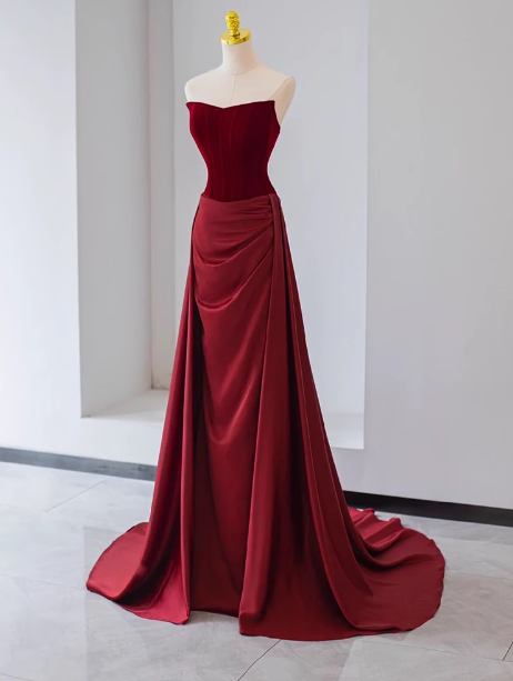 Gorgeous Sheath Strapless Satin Prom Dresses Formal Summer Wedding Guest Dresses Wedding Guest Outfits With Scarf DP2251