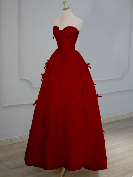 Gorgeous Ball Gown Strapless Red Prom Dresses Formal Summer Wedding Guest Dresses Wedding Guest Outfits DP2257