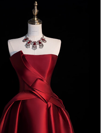 Superbe robe de bal bustier bordeaux, tenue de soirée d'été pour invités de mariage, DP2259