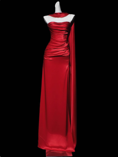 Wunderschönes Etuikleid, trägerlos, rot, Satin, Schlitz, Ballkleid, formelles Sommerkleid für Hochzeitsgäste, Outfits für Hochzeitsgäste, DP2278