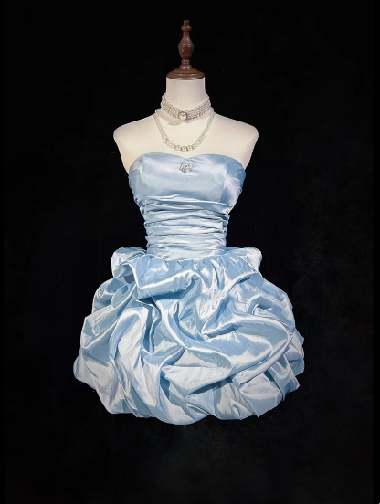 Robe de cocktail courte en taffetas, coupe trapèze, sans bretelles, élégante, robe de soirée Hoco DP2280