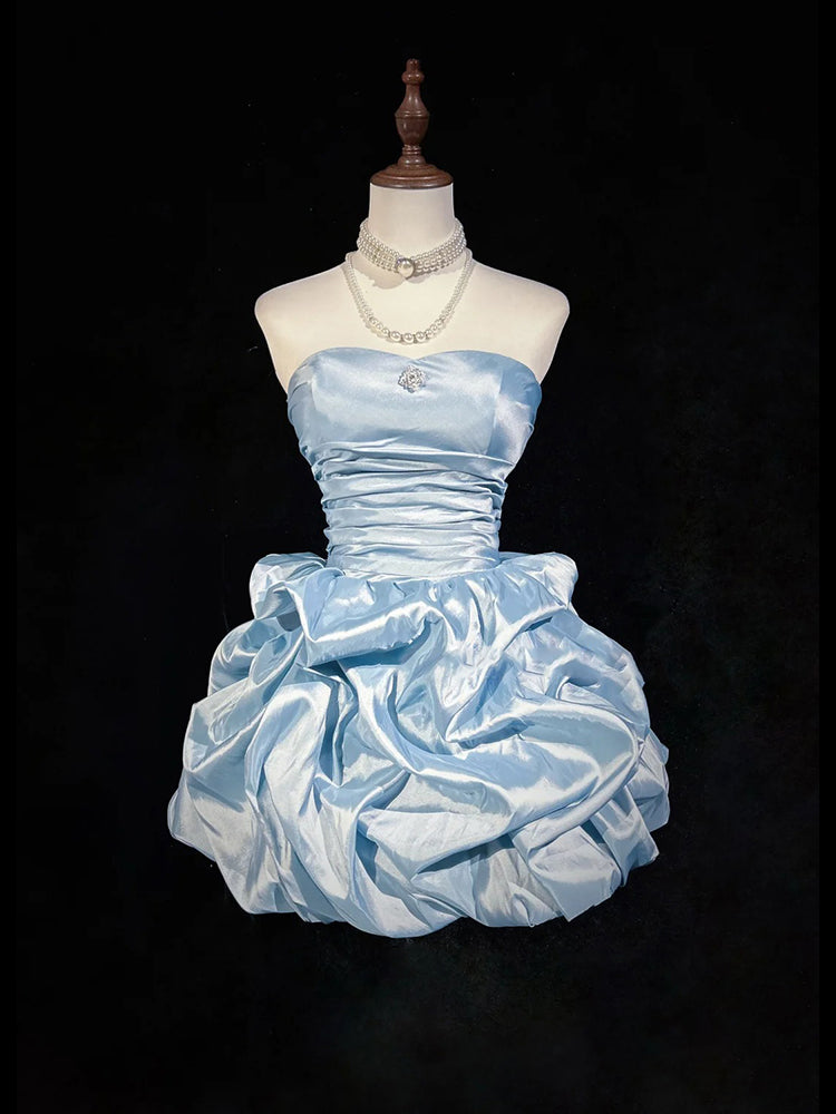 Robe de cocktail courte en taffetas, coupe trapèze, sans bretelles, élégante, robe de soirée Hoco DP2280