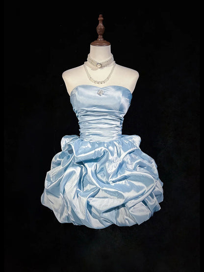 Robe de cocktail courte en taffetas, coupe trapèze, sans bretelles, élégante, robe de soirée Hoco DP2280