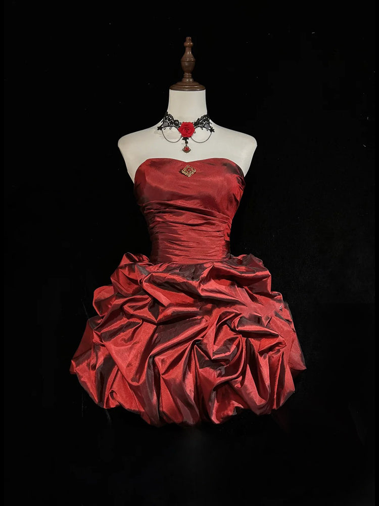 Robe de cocktail courte en taffetas, coupe trapèze, sans bretelles, élégante, robe de soirée Hoco DP2280