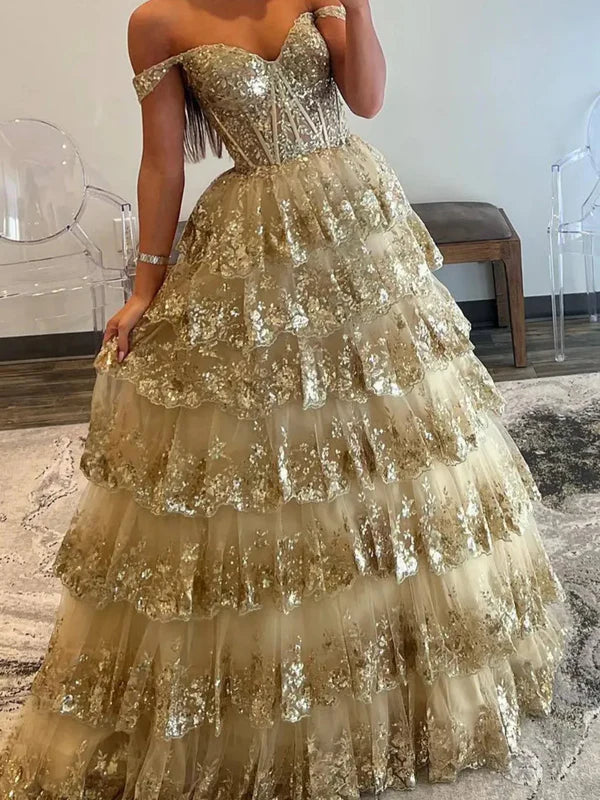 Robe de bal chic à paillettes, corset rose vif, épaules dénudées, dentelle, longue, robe de soirée, DP252