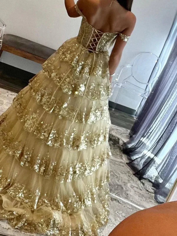 Robe de bal chic à paillettes, corset rose vif, épaules dénudées, dentelle, longue, robe de soirée, DP252