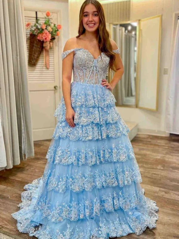 Robe de bal chic à paillettes, corset rose vif, épaules dénudées, dentelle, longue, robe de soirée, DP252