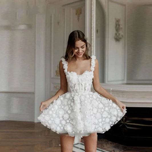 Classy A Line Spaghetti Strap Lace Mini Sleeveless Prom Dress Short Homecoming Dress Cocktail Dress DP264