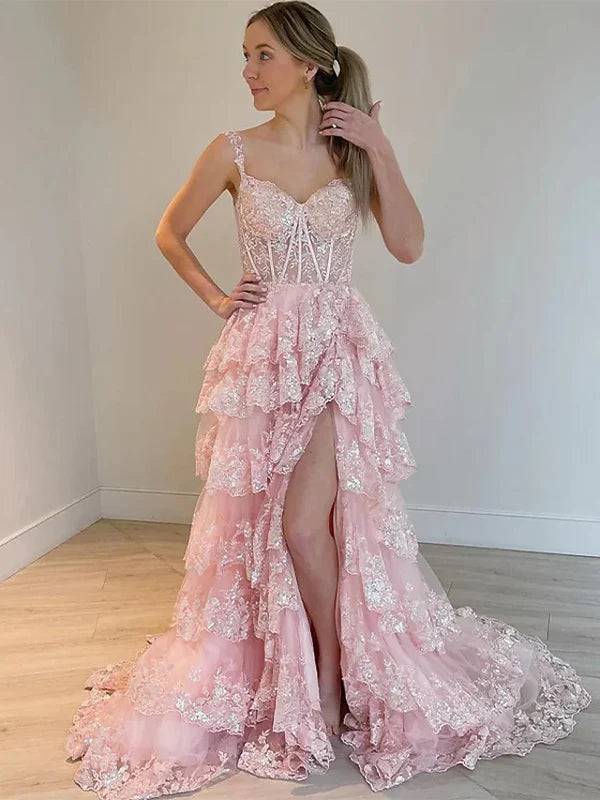 Elegant Prom Dresses Formal Court Train Sleeveless Off Shoulder Tulle with Sequin Slit Evening Dresses DP268